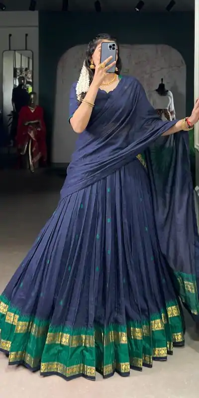 LNB 1904 Navy Blue Pure Chanderi with Zari Work Lehenga Choli . Affordable Price ₹1999. Delivery 4-6 Working Days. Shop now. | Bollywood Lehenga, Creative Lehenga, Designer Lehenga, Embroidered Lehenga, Lehenga, Party Wear Lehenga