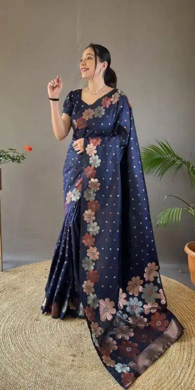 KP 6003 Navy Blue Soft Lichi Silk Cloth Lace Work & Lace Border Saree in Best Price ₹1399. Delivery 4-6 Working Days. Shop now. | Bollywood Sarees, Creative Sarees, Designer Sarees, Embroidered Sarees, Ethnic Saree, Modern Digital sarees, Party Wear Sarees, Sarees