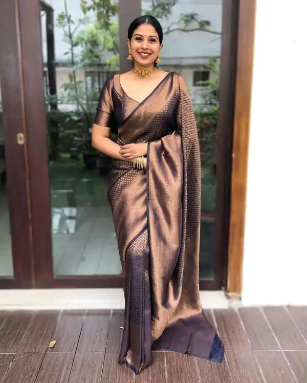 KP 4040 Navy Blue Soft Lichi Silk Saree Perfect for Wedding, Party, Ethnic Day, Raksha Bandhan, Temple Visit –.Exclusive Offer ₹1299. Delivery 4-6 Working D | Bollywood Sarees, Creative Sarees, Designer Sarees, Embroidered Sarees, Ethnic Saree, Modern Digital sarees, Party Wear Sarees, Sarees