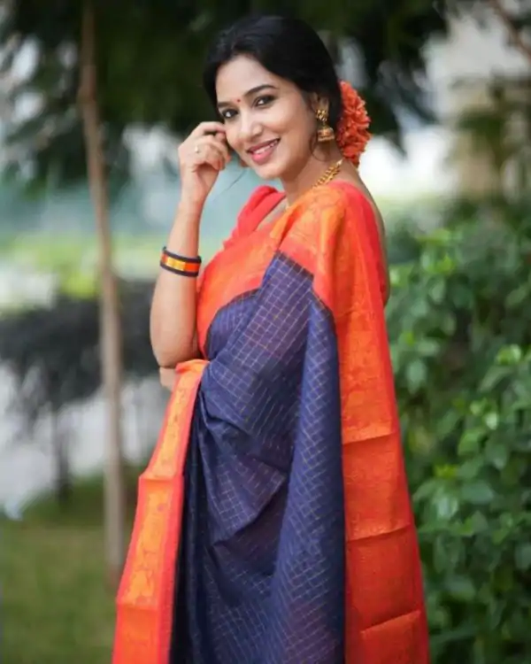 KP 3025 Navy Blue Soft Lichi Silk Saree Perfect for Wedding, Party, Baby Shower, Onam, Durga Puja . Available at ₹1449 only. Delivery 4-6 Working Days. | Bollywood Sarees, Creative Sarees, Designer Sarees, Embroidered Sarees, Ethnic Saree, Modern Digital sarees, Party Wear Sarees, Sarees