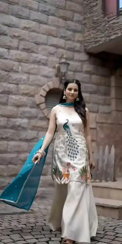 LG 1994 Off White Color French Crape Embroidery Work Salwar Suit Casual, Wedding, Festive, Events . Expected Delivery  4-6 Working Days @1999/- only      | Jump Suits, Casual Suits, Creative suits, Designer Suits, Palazzo Suits, Party Wear Suits, Patiala Suits, Salwar suit, Straight Suits