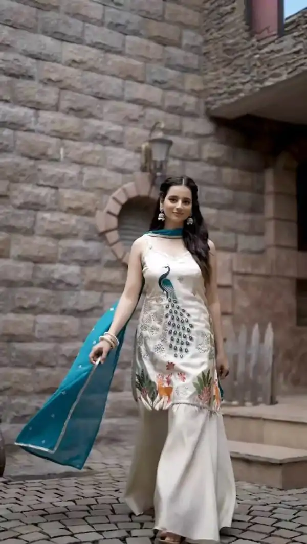 LG 1994 Off White Color French Crape Embroidery Work Salwar Suit Casual, Wedding, Festive, Events . Expected Delivery  4-6 Working Days @1999/- only      | Jump Suits, Casual Suits, Creative suits, Designer Suits, Palazzo Suits, Party Wear Suits, Patiala Suits, Salwar suit, Straight Suits