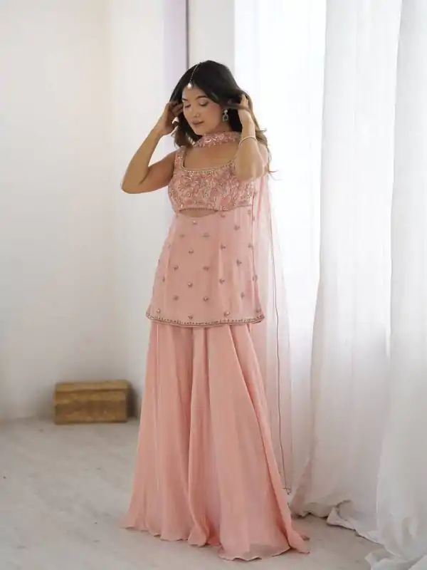 LG 1959 Peach Georgette With Lace Work & Embroidery Work Salwar Suit . Available at ₹1849 only. Delivery 4-6 Working Days. Shop now. | Jump Suits, Tops & Bottoms, Track Suits, Trendy Wear, Casual Suits, Creative suits, Designer Suits, Palazzo Suits, Party Wear Suits, Patiala Suits, Salwar suit, Straight Suits
