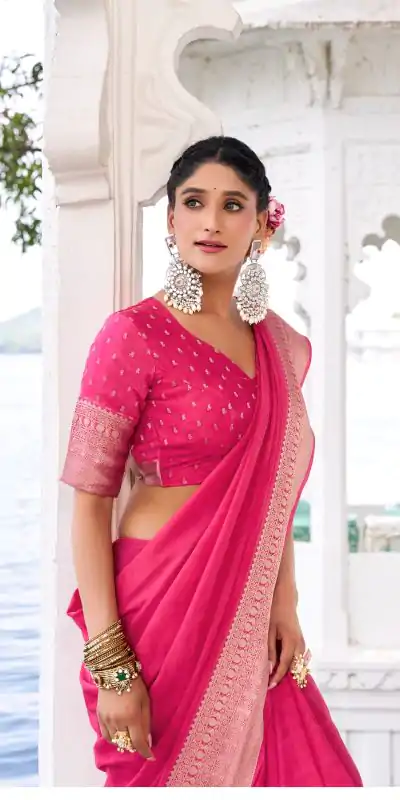 YNF 7902 Pink Color Chinon Printed With Zari Weaving Work Saree With Zari Work. Best Price ₹1549. Delivery 4-6 Working Days. Shop now. | Bollywood Sarees, Creative Sarees, Designer Sarees, Embroidered Sarees, Ethnic Saree, Modern Digital sarees, Party Wear Sarees, Sarees