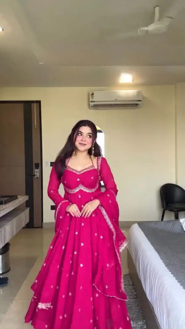 Pink Georgette Sequence Gown