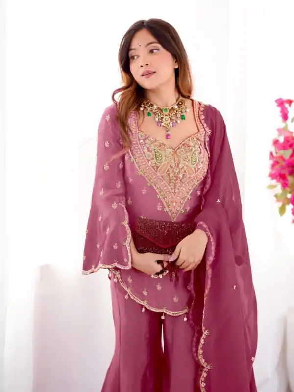 NSR 852 Pink Simar Silk With Embroidery Work with Full Sleeve Salwar Suit in . Now at just ₹2099. Delivery 4-6 Working Days. Shop n | Jump Suits, Casual Suits, Creative suits, Designer Suits, Palazzo Suits, Party Wear Suits, Patiala Suits, Salwar suit, Straight Suits
