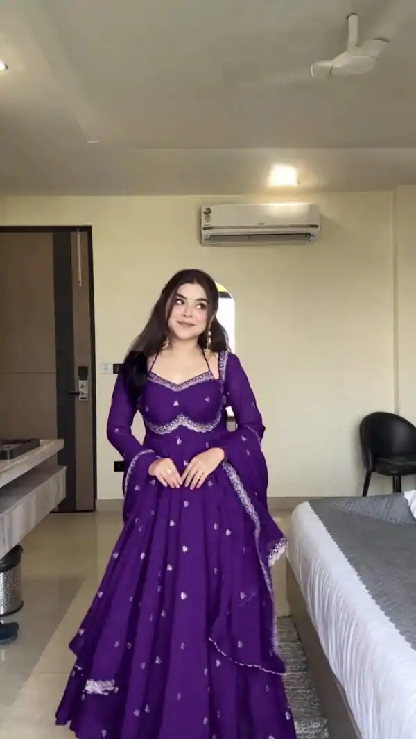 Purple Georgette Sequence Gown