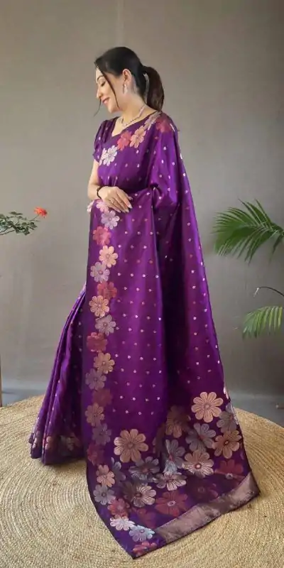 KP 6003 Purple Soft Lichi Silk Cloth Lace Work & Lace Border Saree in Best Price ₹1399. Delivery 4-6 Working Days. Shop now. | Bollywood Sarees, Creative Sarees, Designer Sarees, Embroidered Sarees, Ethnic Saree, Modern Digital sarees, Party Wear Sarees, Sarees