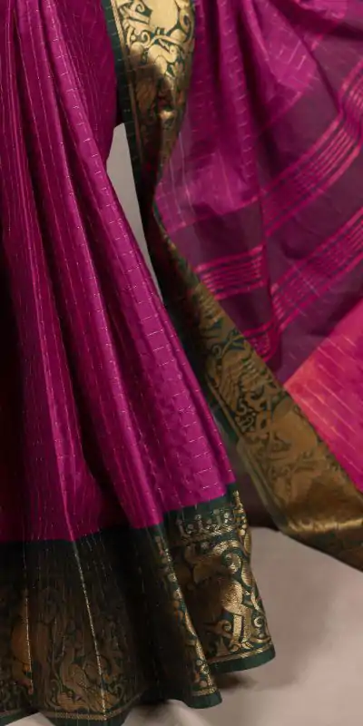YNF 7405 Rani Pink Poly Cotton With Zari Work Saree . Wedding, Party, Festive, Events Now at just ₹1449. Delivery 4-6 Working Days. Shop now. | Bollywood Sarees, Creative Sarees, Designer Sarees, Embroidered Sarees, Ethnic Saree, Modern Digital sarees, Party Wear Sarees, Sarees