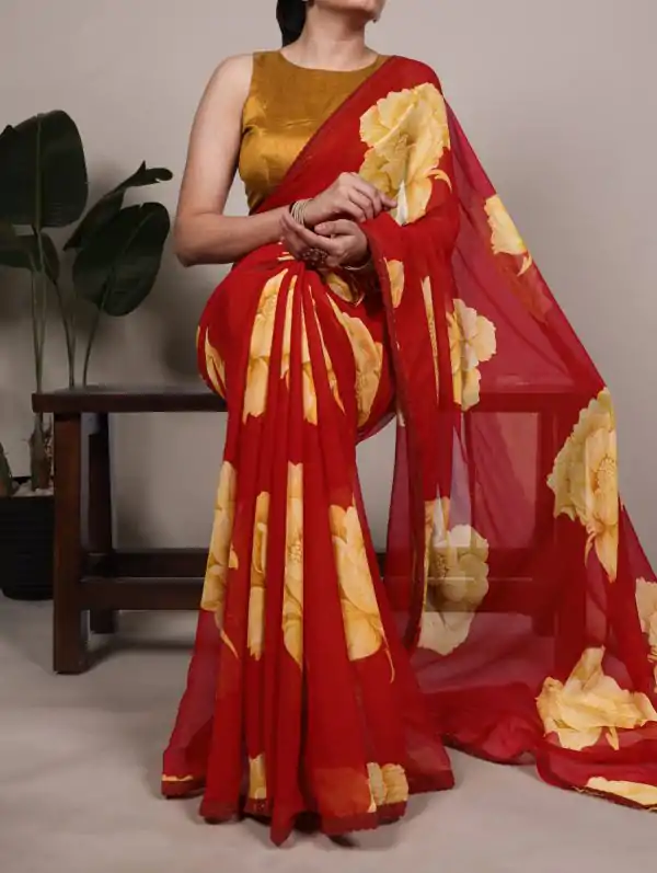 YNF 7033 Red Color Chiffon Lace Work & Lace Border Saree . Wedding, Party, Festive, Events Available at ₹1499 only. Delivery 4-6 Working Days. Shop now. | Bollywood Sarees, Creative Sarees, Designer Sarees, Embroidered Sarees, Ethnic Saree, Modern Digital sarees, Party Wear Sarees, Sarees