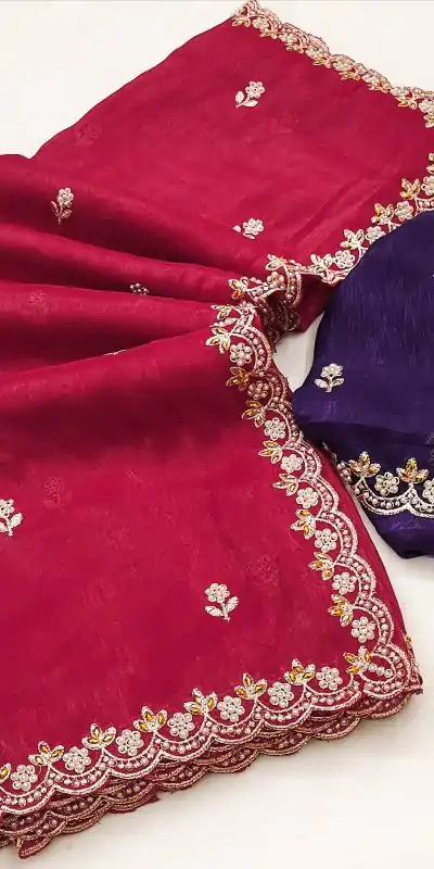 BT 1267 Red in Crunchy Chiffon Embroidery Work Saree . Wedding, Party, Festive, Events, Exclusive Offer ₹1749. Delivery 4-6 Working Days. Shop now. | Bollywood Sarees, Creative Sarees, Designer Sarees, Embroidered Sarees, Ethnic Saree, Modern Digital sarees, Party Wear Sarees, Sarees