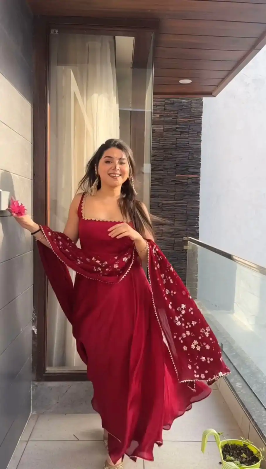 SRK 5128 Red | Red Heavy Faux Georgette With Embroidery Sequence Work With Attached Cups With Fully Flair Salwar Suit with Lace Work & Embroidery Work. Gra | Designer Suits, Casual Suits, Creative suits, Palazzo Suits, Party Wear Suits, Patiala Suits, Salwar suit, Straight Suits