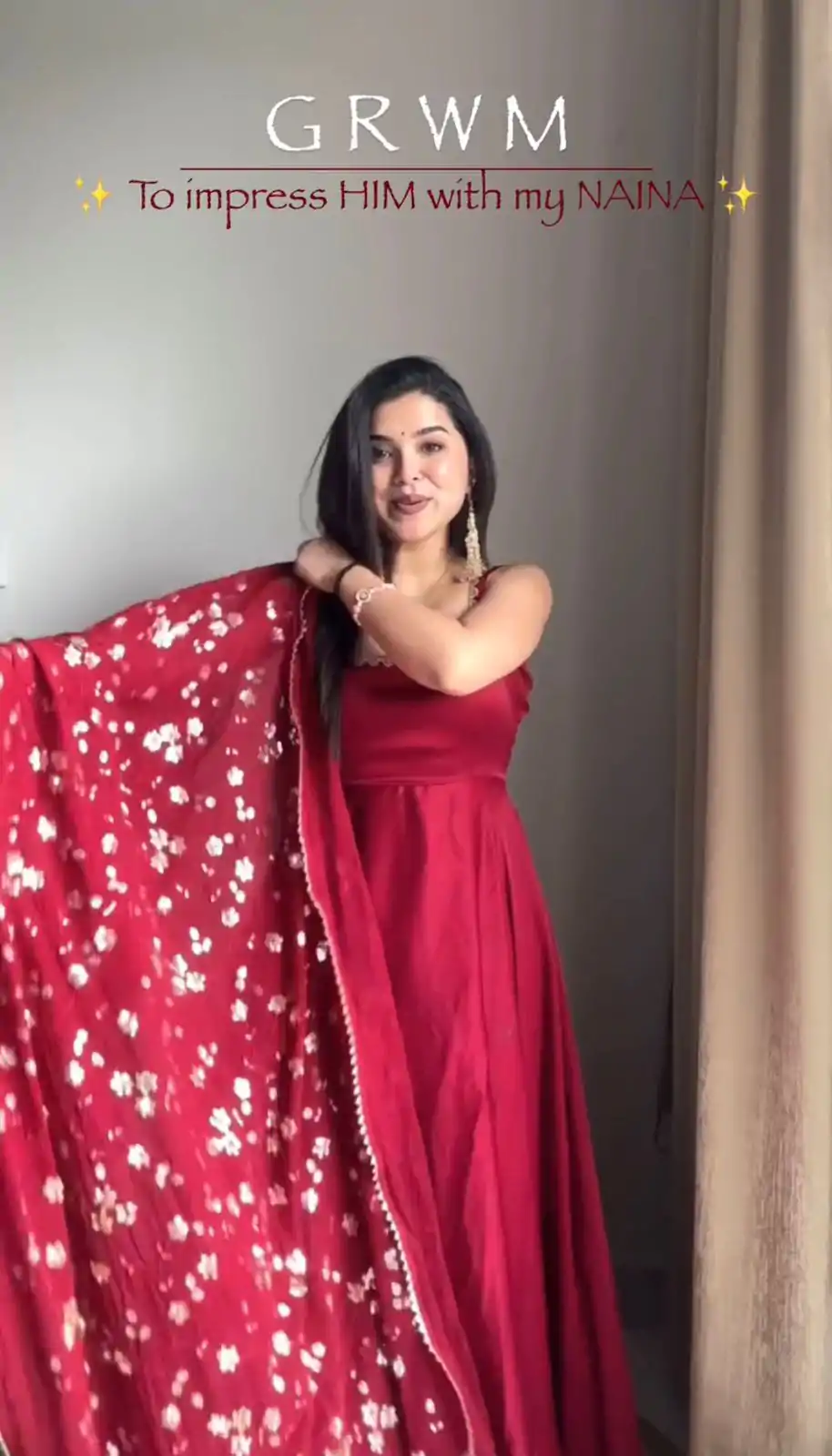 Red Faux Georgette Sequence Salwar Suit - Image 2