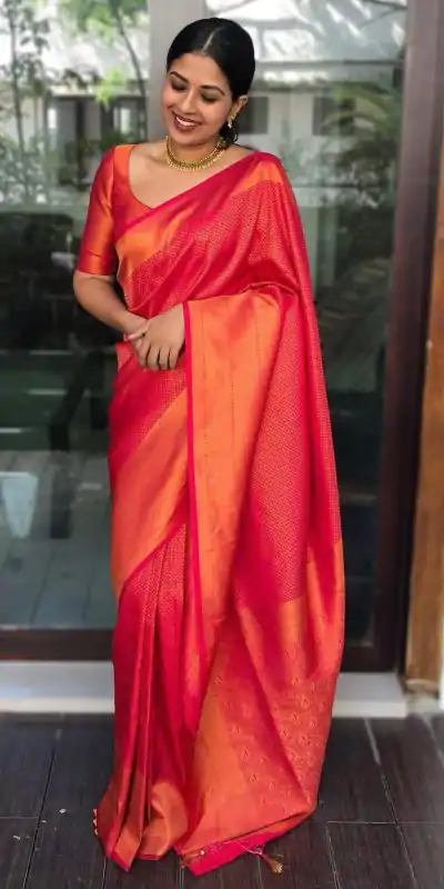 KP 4040 Red Soft Lichi Silk Saree Perfect for Wedding, Party, Ethnic Day, Raksha Bandhan, Temple Visit – . Exclusive Offer ₹1299. Delivery 4-6 Working D | Bollywood Sarees, Creative Sarees, Designer Sarees, Embroidered Sarees, Ethnic Saree, Modern Digital sarees, Party Wear Sarees, Sarees