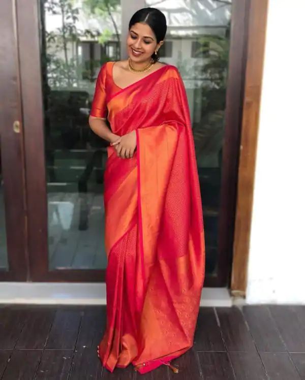 KP 4040 Red Soft Lichi Silk Saree Perfect for Wedding, Party, Ethnic Day, Raksha Bandhan, Temple Visit – . Exclusive Offer ₹1299. Delivery 4-6 Working D | Bollywood Sarees, Creative Sarees, Designer Sarees, Embroidered Sarees, Ethnic Saree, Modern Digital sarees, Party Wear Sarees, Sarees