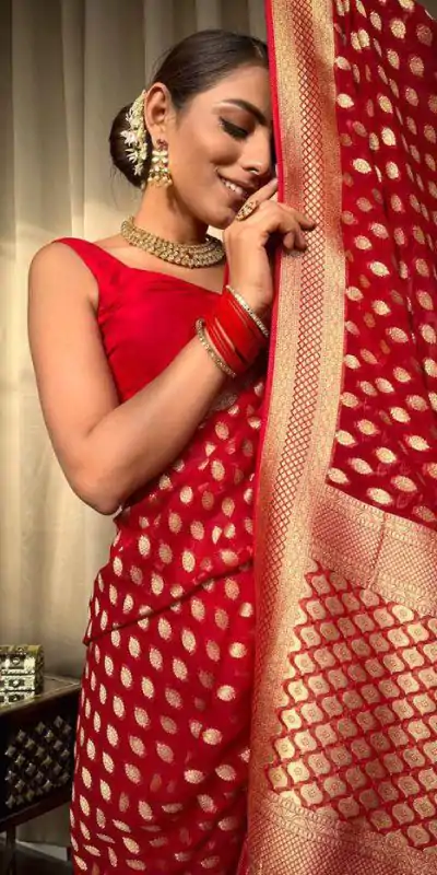 KP 5083 Red Soft Lichi Silk Perfect for Wedding, Party, Family Gatherings, Sangeet, Diwali Cloth. Saree. Get it for ₹1399. Delivery 4-6 Working Days. | Bollywood Sarees, Creative Sarees, Designer Sarees, Embroidered Sarees, Ethnic Saree, Modern Digital sarees, Party Wear Sarees, Sarees