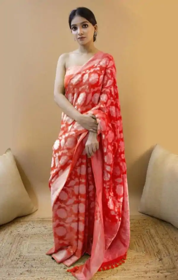 KP 1073 Red Soft Lichi Silk Saree Perfect for Wedding, Party, Sangeet, Ethnic Day, Festival Celebrations Get it for ₹1399. Delivery 4-6 Working Da | Bollywood Sarees, Creative Sarees, Designer Sarees, Embroidered Sarees, Ethnic Saree, Modern Digital sarees, Party Wear Sarees, Sarees