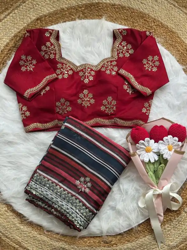AC MIRA Red in Color Soft Organza Embroidery Work & Lace Work Saree . Get it for ₹2449. Delivery 4-6 Working Days. Shop now. | Bollywood Sarees, Creative Sarees, Designer Sarees, Embroidered Sarees, Ethnic Saree, Modern Digital sarees, Party Wear Sarees, Sarees