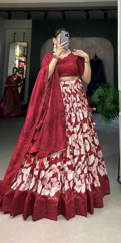 LNB 1213 Red in Tasar Silk Designer Work Lehenga Choli . Wedding, Party, Festive, Events, Special Price ₹2449. Delivery 4-6 Working Days. Shop now. | Bollywood Lehenga, Creative Lehenga, Designer Lehenga, Embroidered Lehenga, Lehenga, Party Wear Lehenga