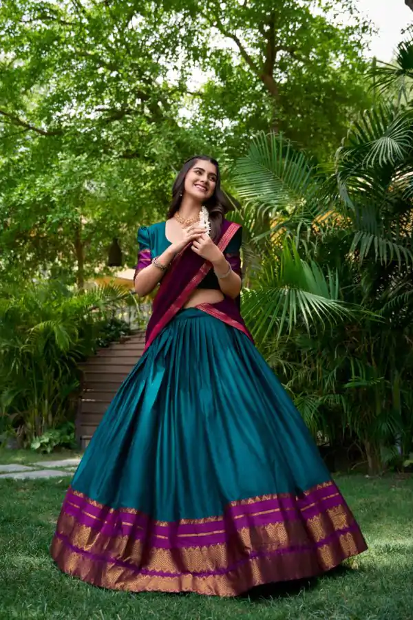 LNB 2004 Teal Poly Cotton With Lace Work & Zari Work. Lehenga Choli for Get It ₹1899. Delivery 4-6 Working Days. Shop now. | Bollywood Lehenga, Creative Lehenga, Designer Lehenga, Embroidered Lehenga, Lehenga, Party Wear Lehenga