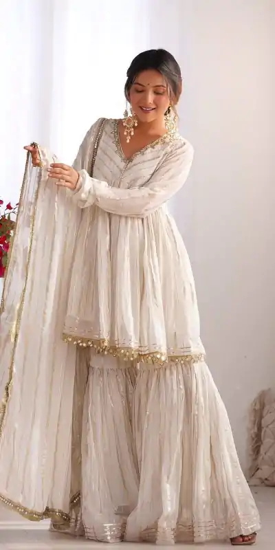 SRK 5300 White Mal Chanderi With Lace Work & Mirror Work Salwar Suit . Get it for ₹2099. Delivery 4-6 Working Days. Shop now. | Jump Suits, Tops & Bottoms, Track Suits, Trendy Wear, Casual Suits, Creative suits, Designer Suits, Palazzo Suits, Party Wear Suits, Patiala Suits, Salwar suit, Straight Suits