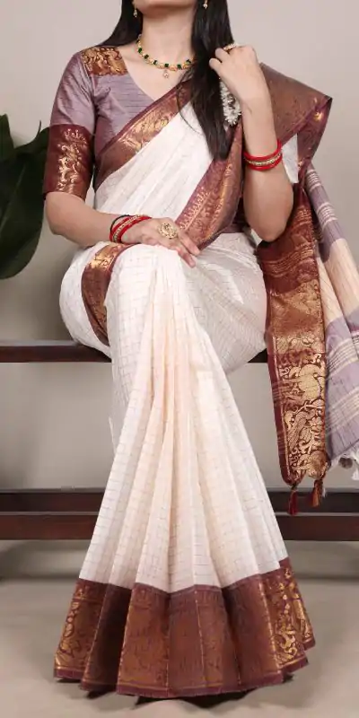 YNF 7405 White Poly Cotton With Zari Work Saree . Wedding, Party, Festive, Events Now at just ₹1449. Delivery 4-6 Working Days. Shop now. | Bollywood Sarees, Creative Sarees, Designer Sarees, Embroidered Sarees, Ethnic Saree, Modern Digital sarees, Party Wear Sarees, Sarees