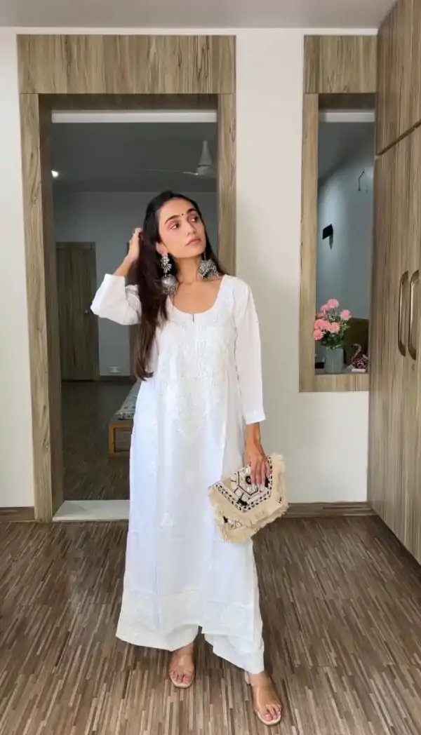 BE 390 White Color Rayon Embroidery Sequence Salwar Suit with Work. Festive Deal ₹1749. Delivery 4-6 Working Days. Shop now. | Jump Suits, Casual Suits, Creative suits, Designer Suits, Palazzo Suits, Party Wear Suits, Patiala Suits, Salwar suit, Straight Suits