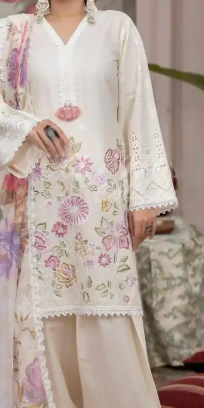 BE 373 White Roman Silk Embroidery Work & Lace Work Salwar Suit in. Available at ₹2149 only. Delivery 4-6 Working Days. Shop now. | Designer Suits, Jump Suits, Casual Suits, Creative suits, Palazzo Suits, Party Wear Suits, Patiala Suits, Salwar suit, Straight Suits