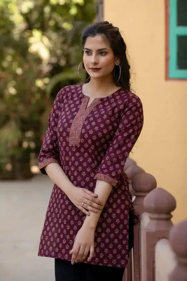 Lavender Cotton Printed Kurti