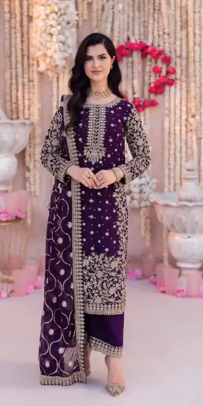 SRK 5238 Wine Faux Georgette With 5mm Embroidery Sequence Work with Beads Work Wedding, Party, Festive, Events, 4-6 Working Days At 2399 | Jump Suits, Casual Suits, Creative suits, Designer Suits, Palazzo Suits, Party Wear Suits, Patiala Suits, Salwar suit, Straight Suits