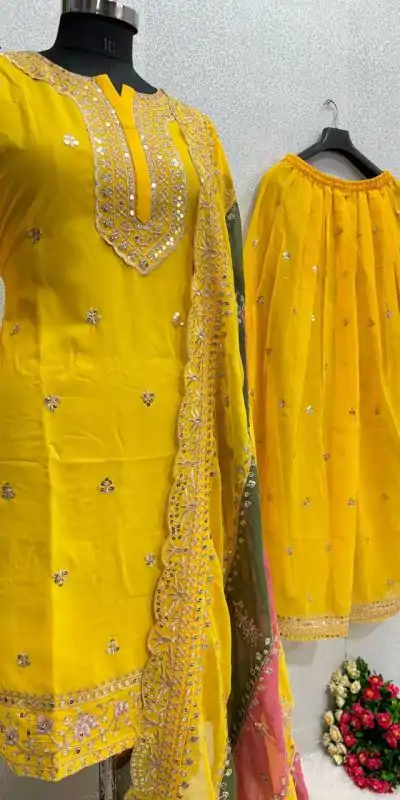 KF 1627 Yellow Georgette Salwar Suit Perfect for Wedding, Party, Diwali, Traditional Day, Bridal Wear. Get it for ₹2149. Delivery 4-6 Working Days | Designer Suits, Casual Suits, Creative suits, Palazzo Suits, Party Wear Suits, Patiala Suits, Salwar suit, Straight Suits