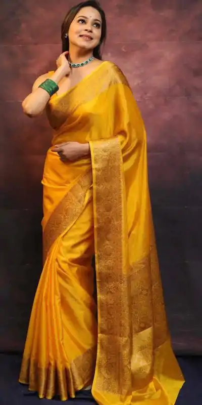 KP 6009 Yellow Soft Lichi Silk With Lace Border & Lace Work. Now Saree at just ₹1349. Delivery 4-6 Working Days. Shop now. | Bollywood Sarees, Creative Sarees, Designer Sarees, Embroidered Sarees, Ethnic Saree, Modern Digital sarees, Party Wear Sarees, Sarees