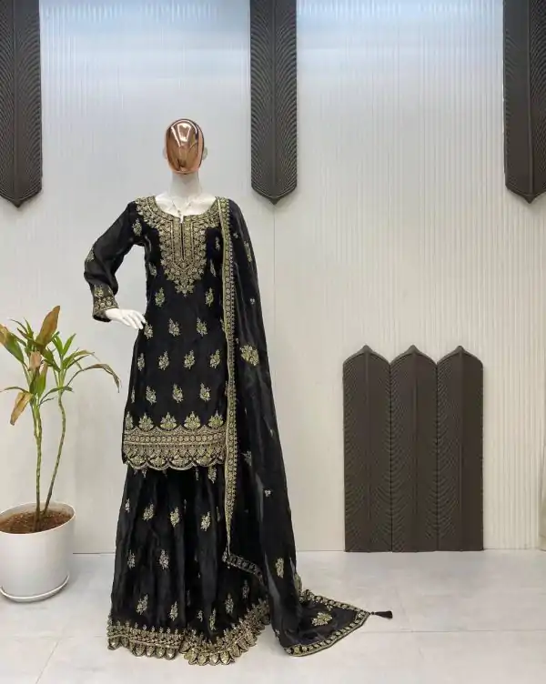 Black Fendy Embroidery Work Salwar Suit