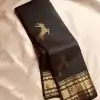 Black Soft Lichi Silk Lace Zari Work Saree
