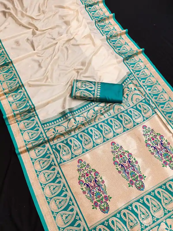 MB 1213 Firozi Color Banarasi Saree with Zari Work & Lace Work. Wedding, Party, Festive, Events, Festive Deal ₹2099. Delivery 4-6 Working Days. Shop now. | Bollywood Sarees, Creative Sarees, Designer Sarees, Embroidered Sarees, Ethnic Saree, Modern Digital sarees, Party Wear Sarees, Sarees
