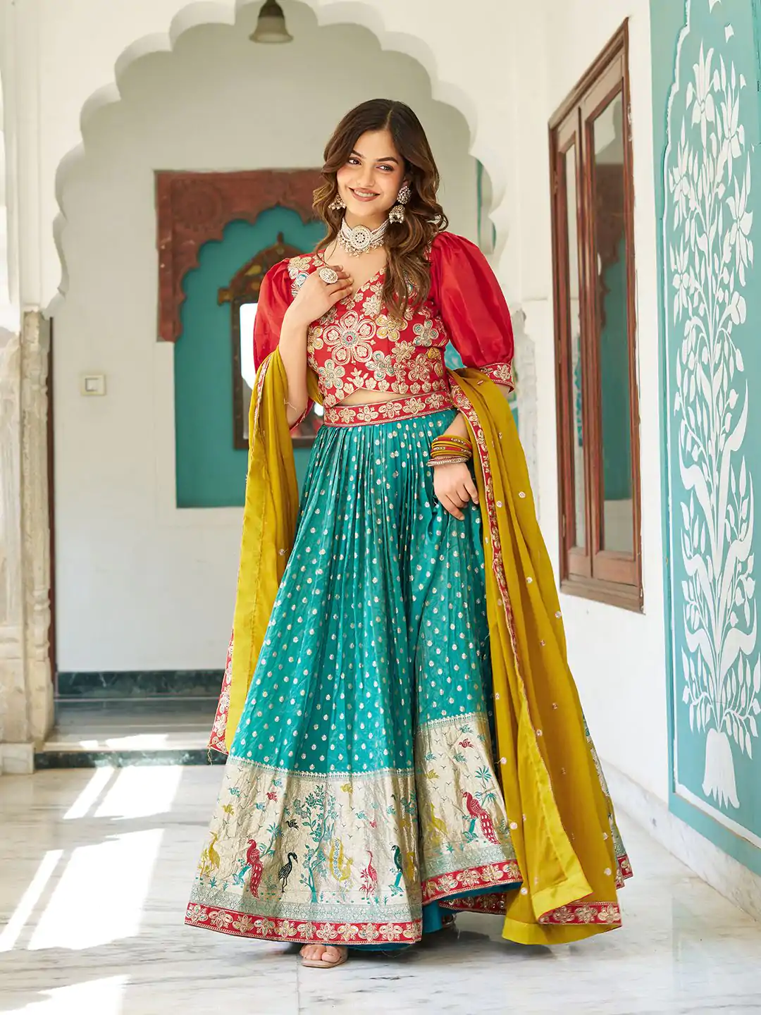Ram 104 Firozi mono silk Lehenga Choli Perfect for Wedding, Party, Anniversary, Onam, Ethnic Day – . Festive Deal ₹3149. Delivery 4-6 Working Days. | Bollywood Lehenga, Creative Lehenga, Designer Lehenga, Embroidered Lehenga, Lehenga, Party Wear Lehenga