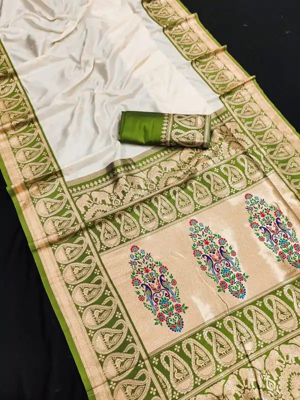 MB 1213 Mahendi Color Banarasi Saree with Zari Work & Lace Work. Wedding, Party, Festive, Events, Festive Deal ₹2099. Delivery 4-6 Working Days. Shop now. | Bollywood Sarees, Creative Sarees, Designer Sarees, Embroidered Sarees, Ethnic Saree, Modern Digital sarees, Party Wear Sarees, Sarees