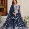 Ram 085 Navy Blue Color Fox Georgette Lehenga Choli with Embroidery Work. Grab it for ₹3049. Delivery 4-6 Working Days. Shop now. | Bollywood Lehenga, Creative Lehenga, Designer Lehenga, Embroidered Lehenga, Lehenga, Party Wear Lehenga