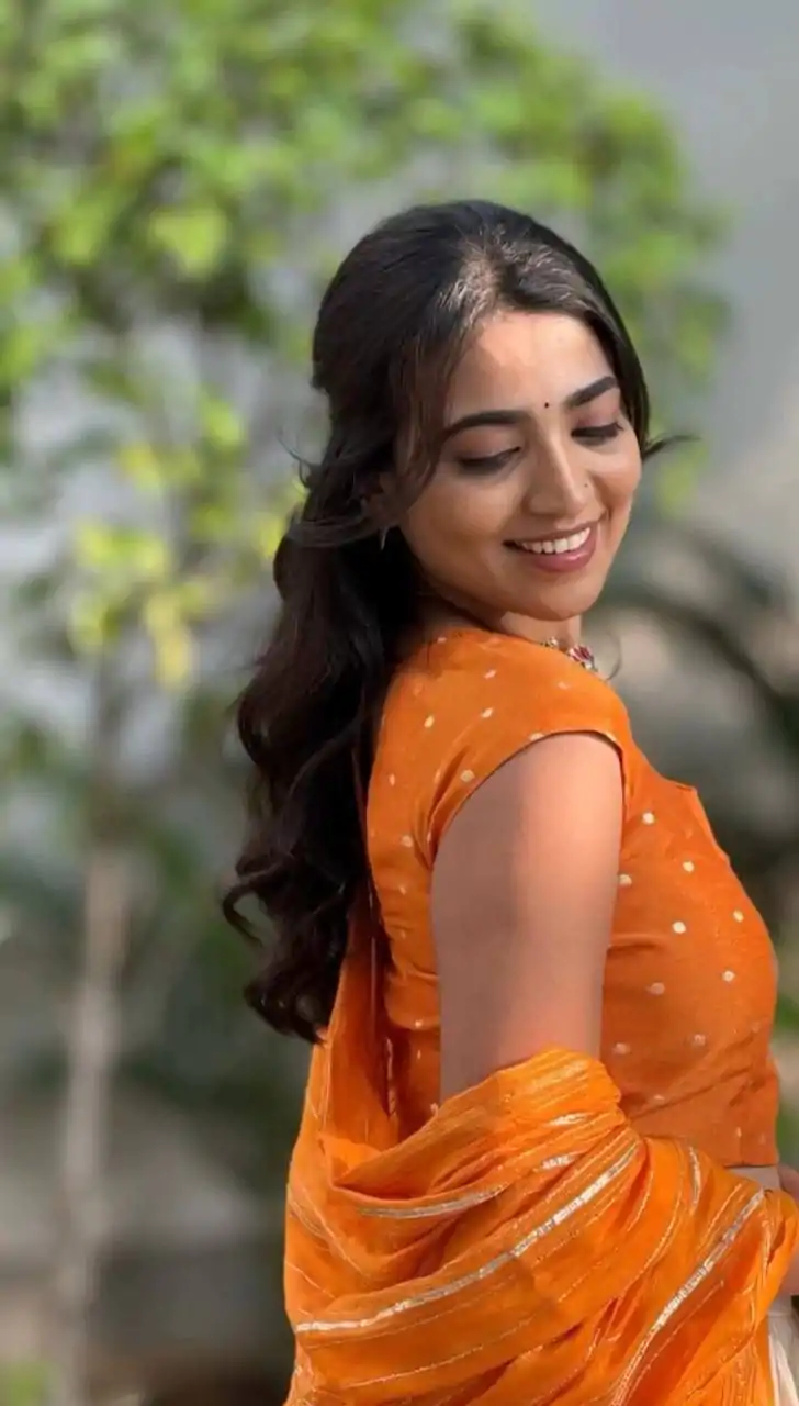 Orange Jacquard Silk Printed Lehenga Choli - Image 5