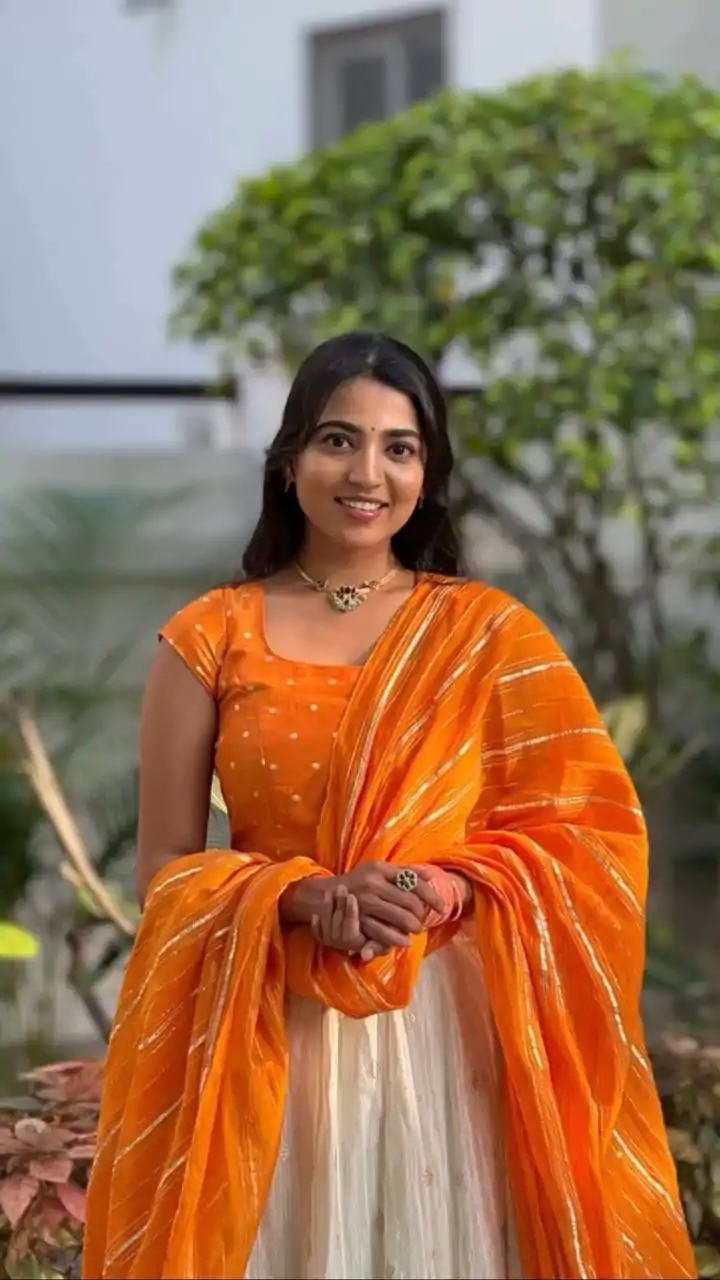 Orange Jacquard Silk Printed Lehenga Choli - Image 4