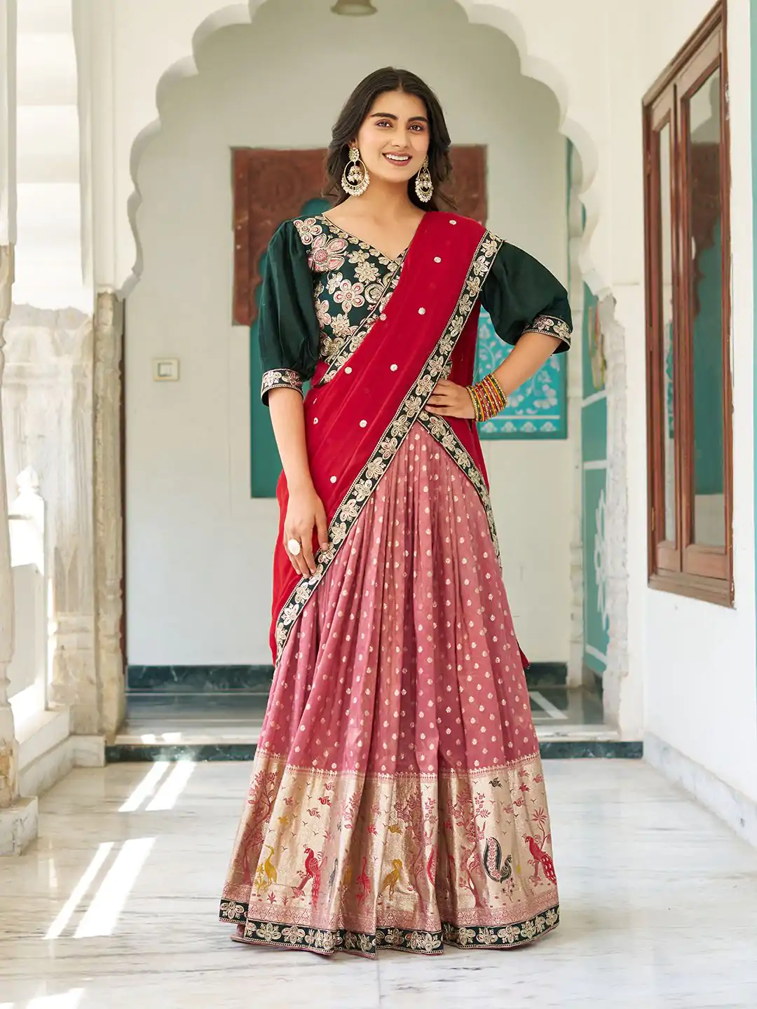 Ram 104 Peach mono silk Lehenga Choli Perfect for Wedding, Party, Anniversary, Onam, Ethnic Day – . Festive Deal ₹3149. Delivery 4-6 Working Days. | Bollywood Lehenga, Creative Lehenga, Designer Lehenga, Embroidered Lehenga, Lehenga, Party Wear Lehenga