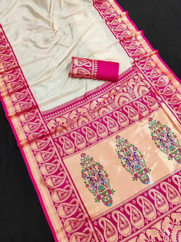 MB 1213 Pink Color Banarasi Saree with Zari Work & Lace Work. Wedding, Party, Festive, Events, Festive Deal ₹2099. Delivery 4-6 Working Days. Shop now. | Bollywood Sarees, Creative Sarees, Designer Sarees, Embroidered Sarees, Ethnic Saree, Modern Digital sarees, Party Wear Sarees, Sarees