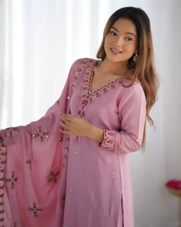 Green Chinnon Silk Lace Embroidery Work Salwar Suit