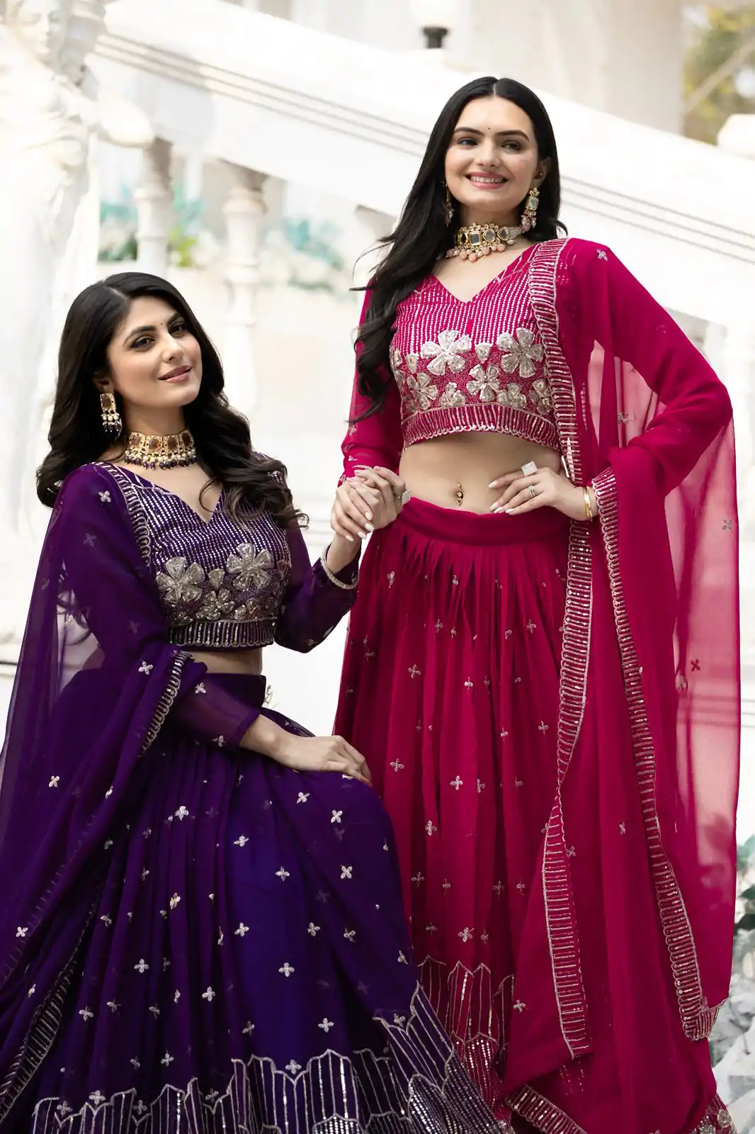 Pink Fox Georgette Embroidery Work Lehenga Choli - Image 4