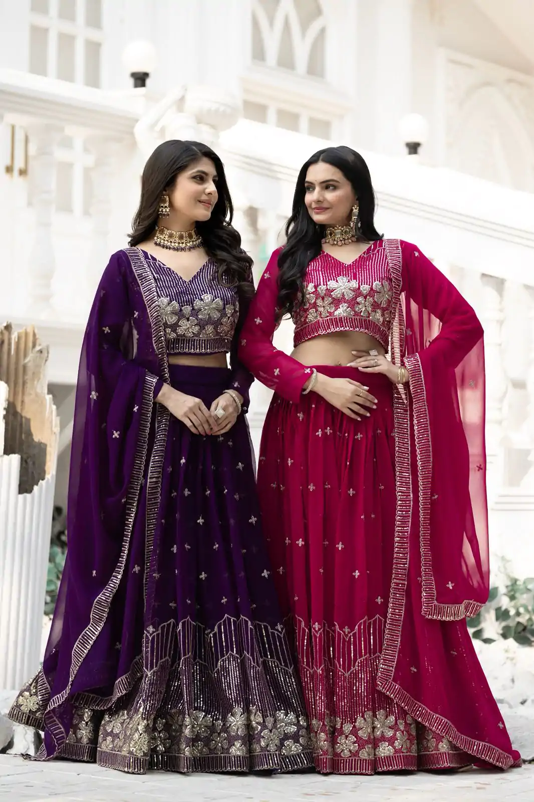 Pink Fox Georgette Embroidery Work Lehenga Choli - Image 3