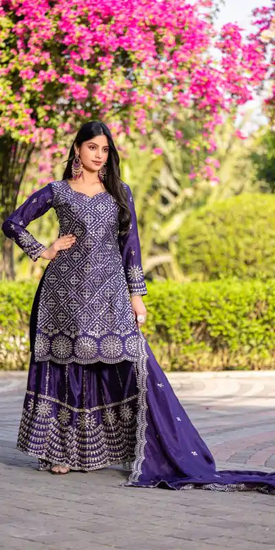 Ram 098 Purple Color Chinon Embroidery Work Salwar Suit in . Introductory Price ₹2549. Delivery 4-6 Working Days. Shop now. | Designer Suits, Jump Suits, Casual Suits, Creative suits, Palazzo Suits, Party Wear Suits, Patiala Suits, Salwar suit, Straight Suits