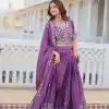 Purple Pure Chinon Embroidery Work Lehenga Choli
