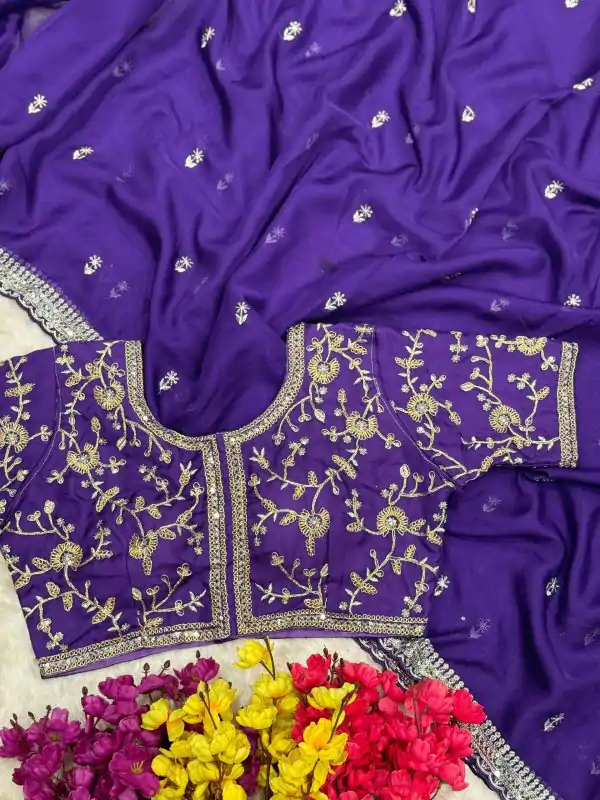 AC MAGIC CIRCLE Purple Soft Organza Saree Perfect for Wedding, Party, Haldi, Festival Celebrations, Diwali – . Grab it for ₹2099. Delivery 4-6 Working Days | Bollywood Sarees, Creative Sarees, Designer Sarees, Embroidered Sarees, Ethnic Saree, Modern Digital sarees, Party Wear Sarees, Sarees
