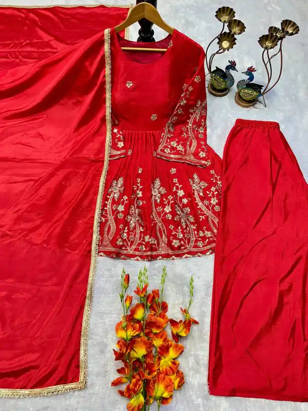 VLM 300 Red Chinon Silk with Lace Work & Embroidery Work Salwar Suit . Affordable Price ₹1899. Delivery 4-6 Working Days. Shop now. | Designer Suits, Jump Suits, Casual Suits, Creative suits, Palazzo Suits, Party Wear Suits, Patiala Suits, Salwar suit, Straight Suits