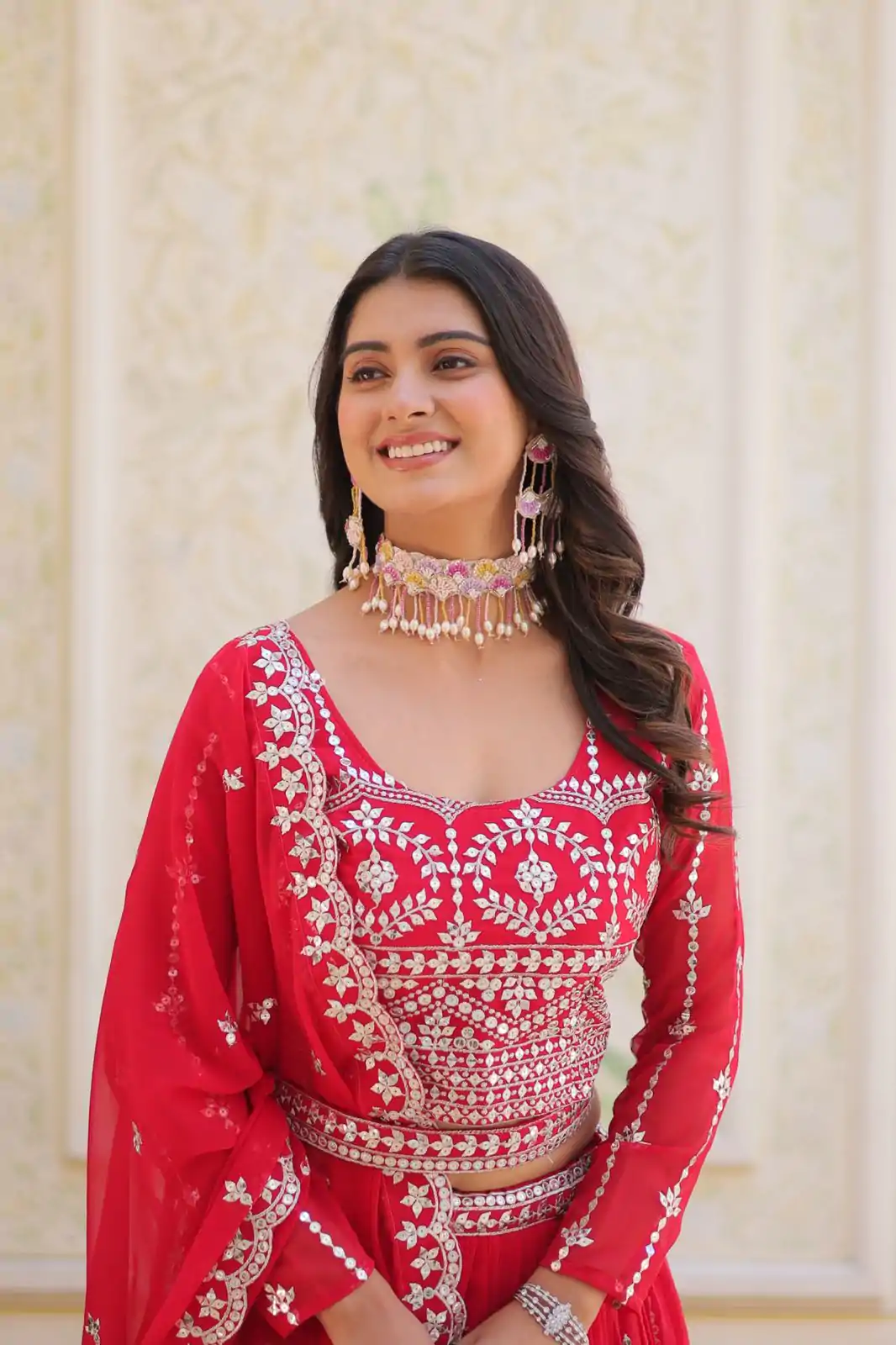 Ram 085 Red Color Fox Georgette Lehenga Choli with Embroidery Work. Grab it for ₹3049. Delivery 4-6 Working Days. Shop now. | Bollywood Lehenga, Creative Lehenga, Designer Lehenga, Embroidered Lehenga, Lehenga, Party Wear Lehenga